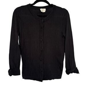 Kate Spade Genevieve Bow sleeve cardigan sweater black cotton cashmere